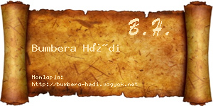 Bumbera Hédi névjegykártya